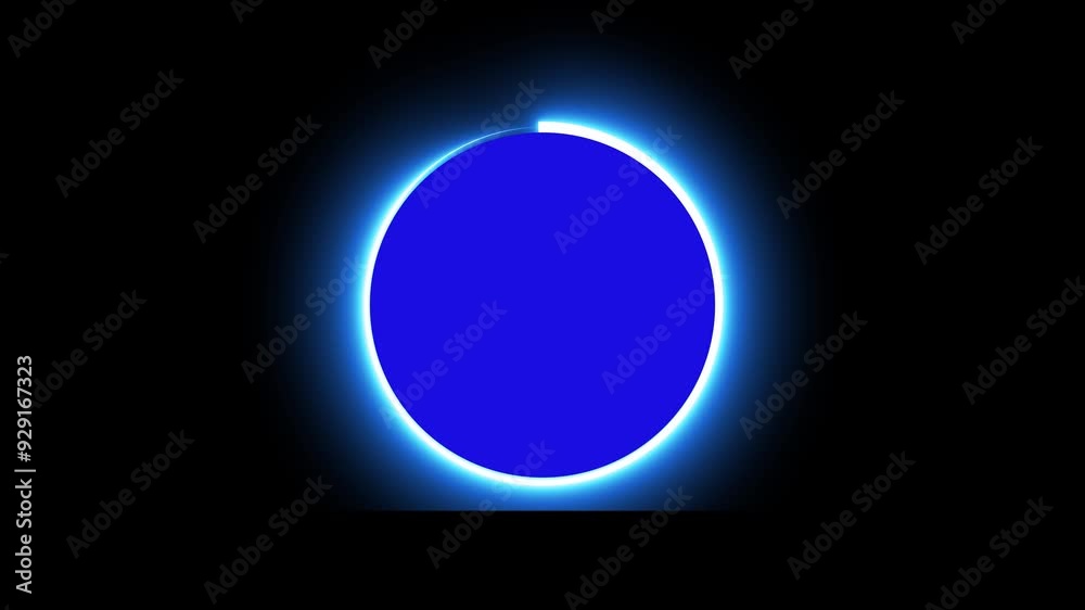 Neon Circle motion graphics with blue screen background. Neon line glowing circle with blue screen. on of black background Neon Circle motion graphics with blue screen background. Neon line glowing circle with blue screen. on of black background
