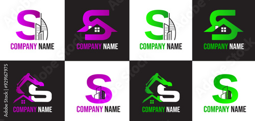 Letter S Construction Logo Design or Real Estate Logo Design.
