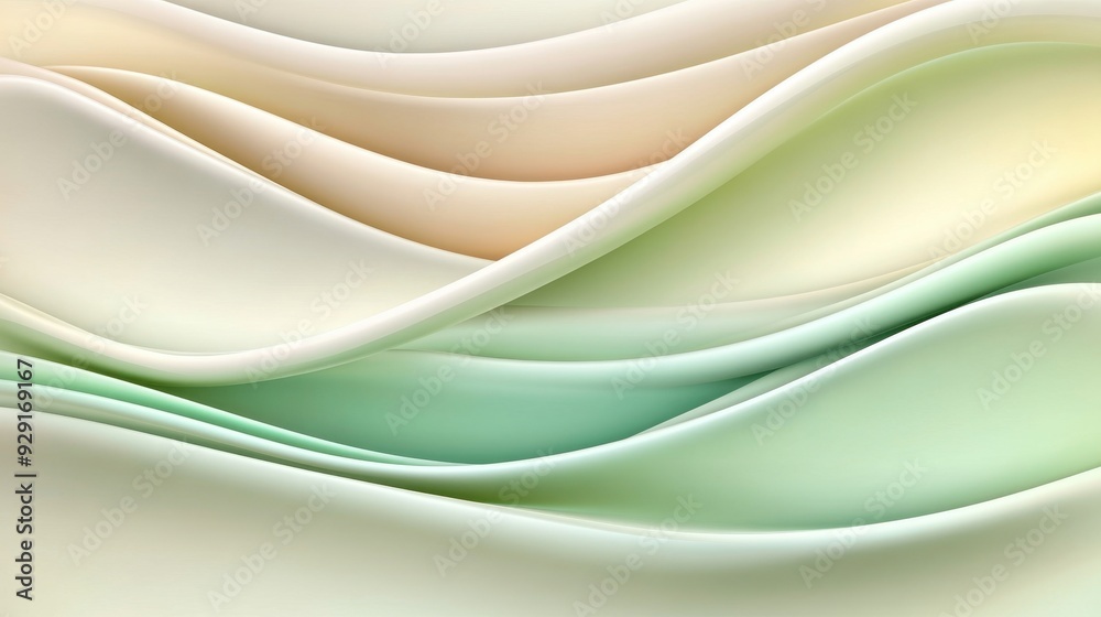 Obraz premium A white and green wave pattern with a light blue stripe