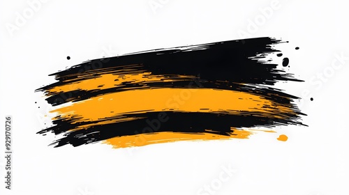 Orange and Black Paint Stroke on White Background, Abstract Image, Texture, Pattern, Wallpaper, Cover and Screen of Smartphone, Cell Phone, Computer, Laptop, 9:16 and 16:9 Format