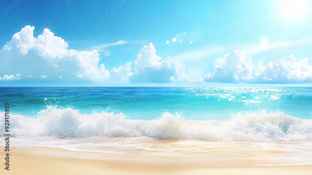 Paradise Found: Azure waters crash upon a sun-kissed beach, a symphony of turquoise and gold beneath a breathtaking sky. Paradise Found: Azure waters crash upon a sun-kissed beach, a symphony of turquoise and gold beneath a breathtaking sky.