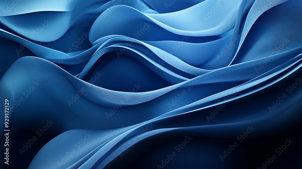 Obraz premium A deep blue abstract background with smooth, flowing waves and a textured surface.
