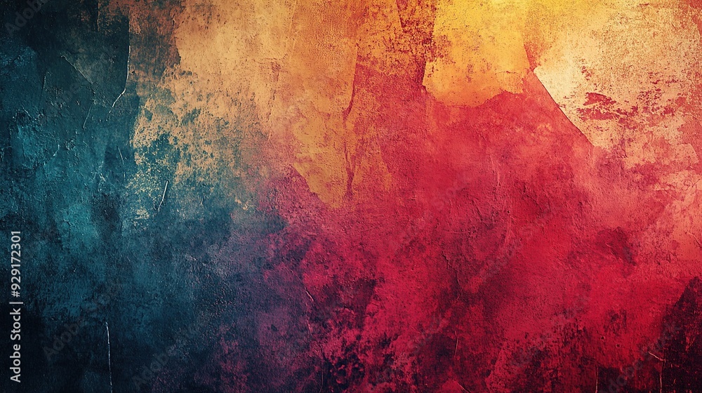 Obraz premium Fiery Hues Dance on Canvas: Abstract watercolor texture ignites the senses with vibrant reds, oranges, and blues