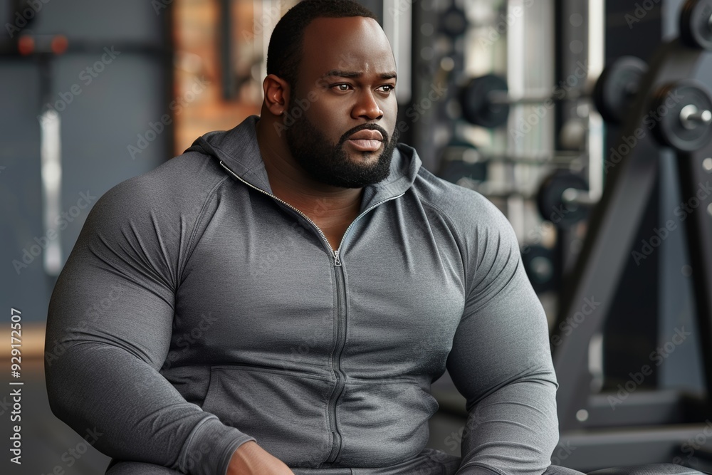 Portrait Of A Powerful, Muscular Black Man In A Fitness Club. Gym Workout And Motivation Concept. Portrait Of A Powerful, Muscular Black Man In A Fitness Club. Gym Workout And Motivation Concept.