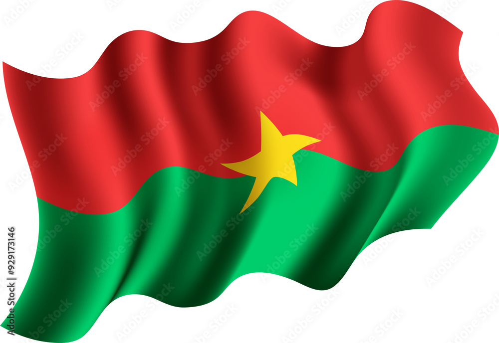 Obraz premium Burkina Faso Realistic 3D Waving Flag