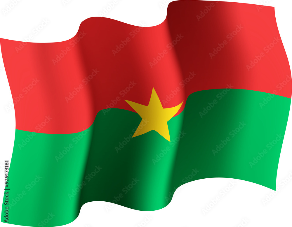 Burkina Faso Realistic 3D Waving Flag Burkina Faso Realistic 3D Waving Flag