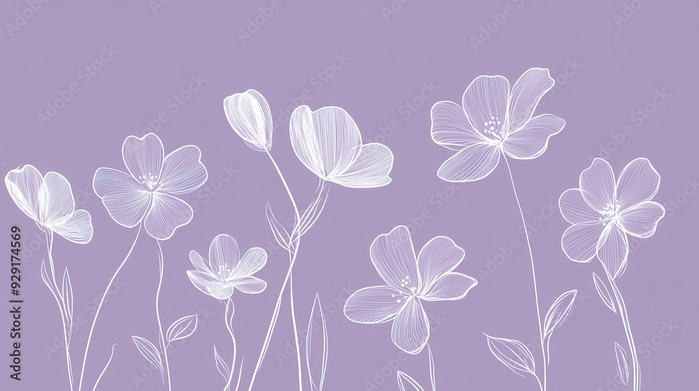 A delicate illustration of flowers on a soft purple background. A delicate illustration of flowers on a soft purple background.