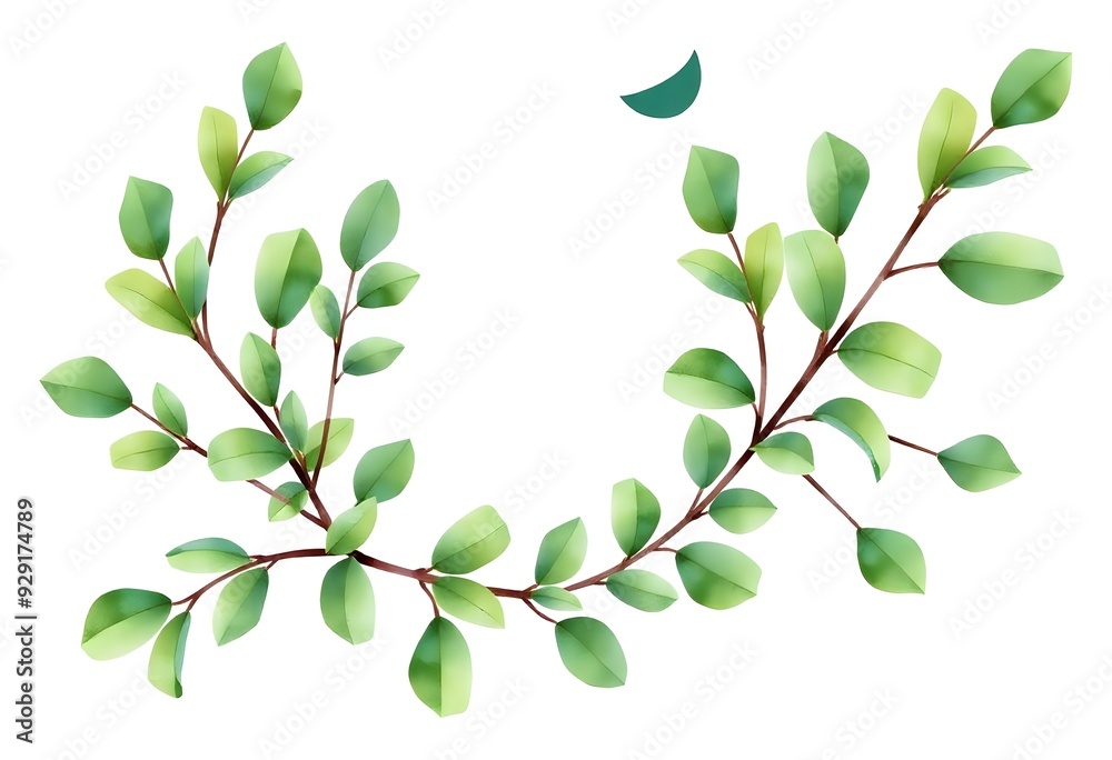Obraz premium green laurel wreath on white background