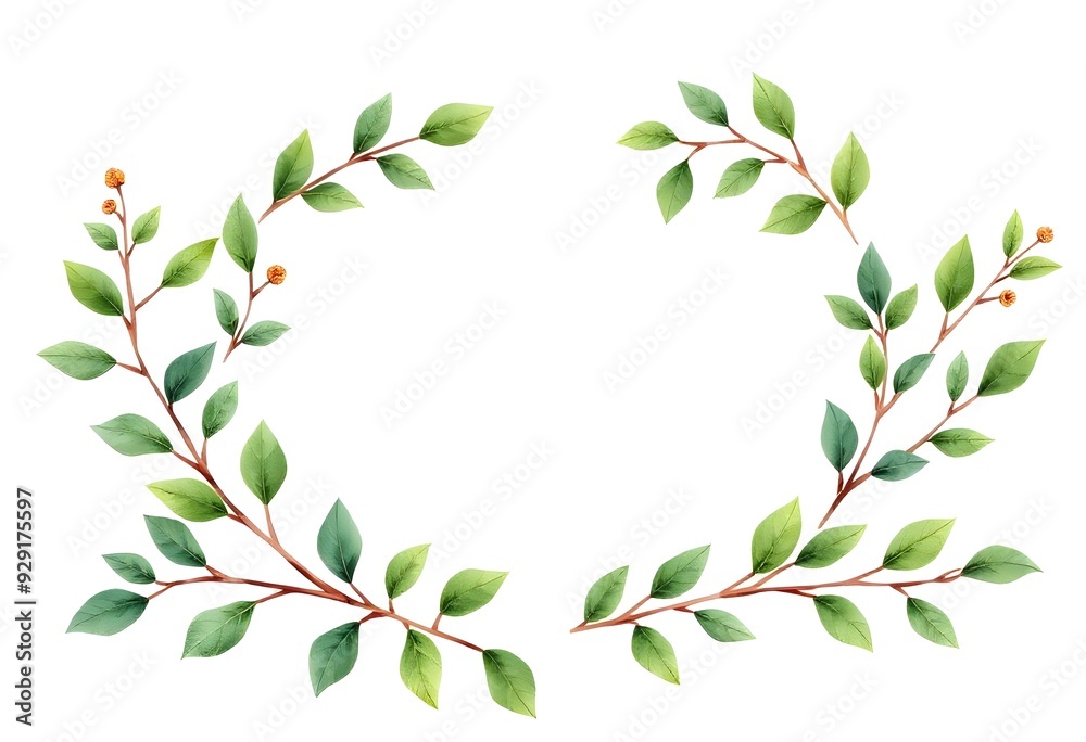 green laurel wreath on white background green laurel wreath on white background