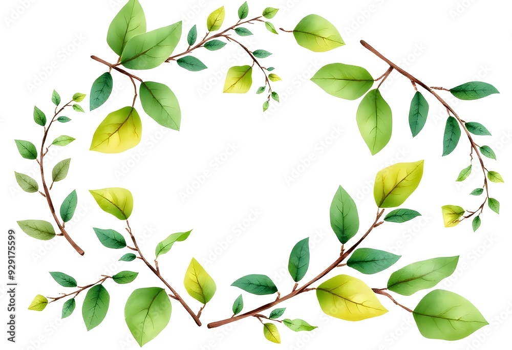 Watercolor leaves wreath. Botanical frame with traditional plants decor mistletoe, eucalyptus leaves and white berries. Watercolor leaves wreath. Botanical frame with traditional plants decor mistletoe, eucalyptus leaves and white berries.