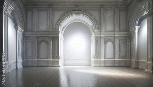empty brightly lit interior showcasing elegant arch created vector illustration