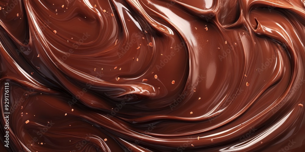 The rich, glossy texture of melted chocolate creates mesmerizing swirls, showcasing various deep brown hues and smooth, flowing patterns that can capture anyones attention and delight The rich, glossy texture of melted chocolate creates mesmerizing swirls, showcasing various deep brown hues and smooth, flowing patterns that can capture anyones attention and delight