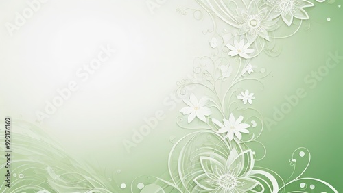 an abstract photo with a bunch of flowers in front of a white wall with blue text, on a green background