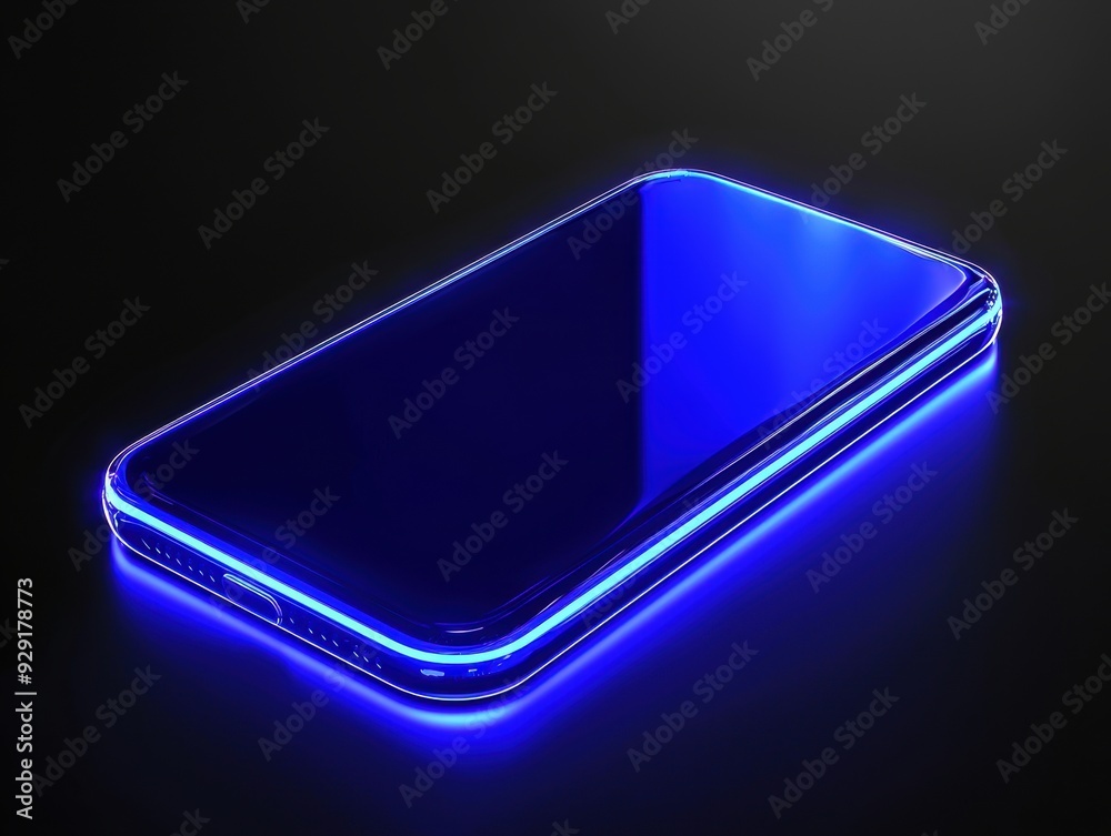 Illuminated Dark Blue Rectangular Card with Rounded Corners on Blurred Black Background Illuminated Dark Blue Rectangular Card with Rounded Corners on Blurred Black Background