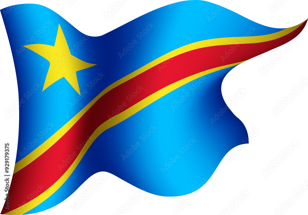 Fototapeta premium DR Congo Realistic 3D Waving Flag