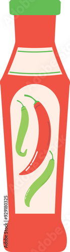 Red spicy sauce with hot peppers color icon