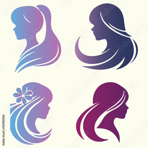 Fashionable woman's face illustration with beautiful long hair and stylish lips, a true icon of glamour and design
