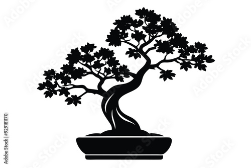 Bonsai Tree on Vector Illustration elegant natural design