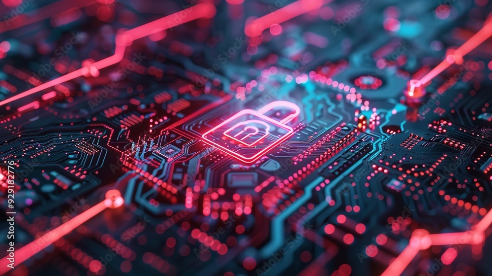 Cyber Security, Network Protection with Padlock Cyber Security, Network Protection with Padlock