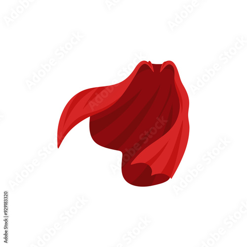 Cloak shoulders covering, isolated set of clothing in realistic design. Costume or suit outfit. Red manteau, cape or mantle part of apparel. Vector superhero costume, rescue coat of satin