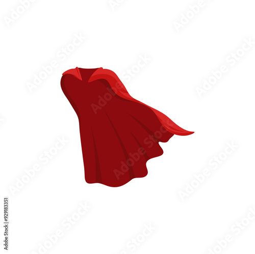 Cloak shoulders covering, isolated set of clothing in realistic design. Costume or suit outfit. Red manteau, cape or mantle part of apparel. Vector superhero costume, rescue coat of satin