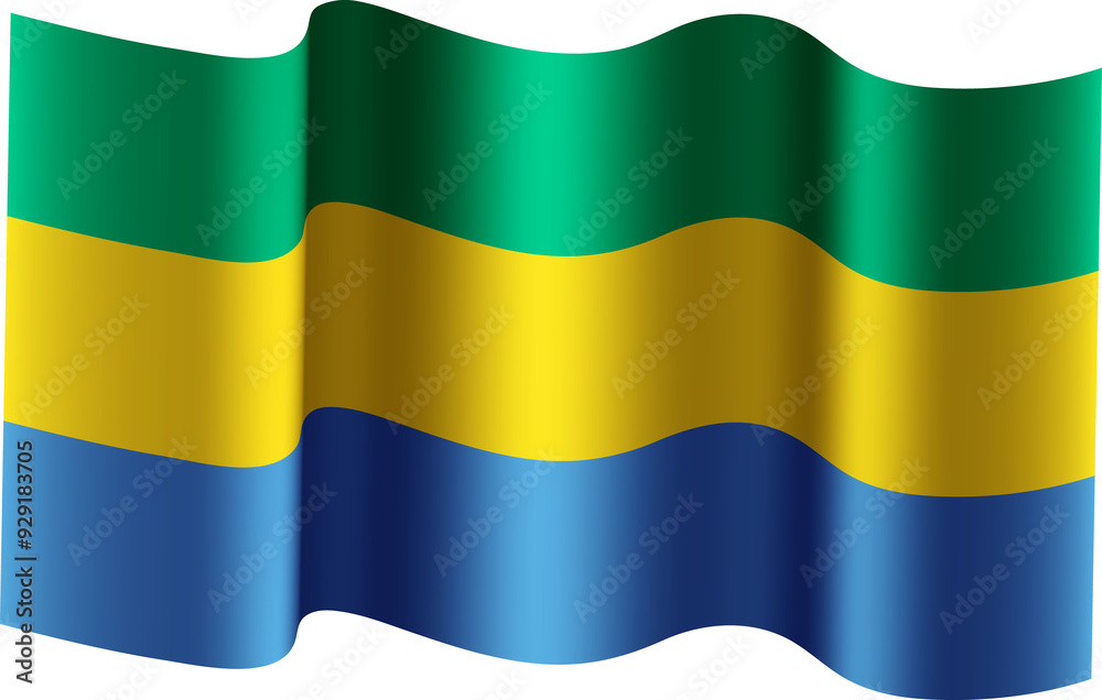 Fototapeta premium Gabon Realistic 3D Waving Flag