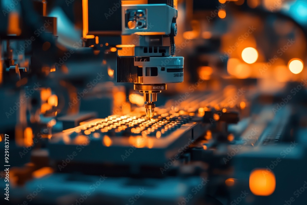 Blur background of robot machine working together at production line. with generative ai Blur background of robot machine working together at production line. with generative ai