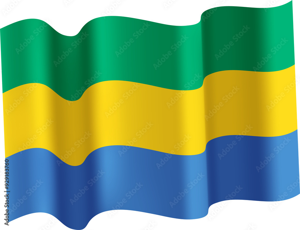 Fototapeta premium Gabon Realistic 3D Waving Flag