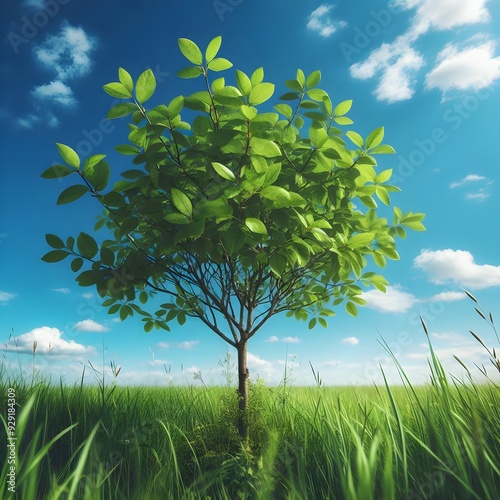 green field and blue sky
