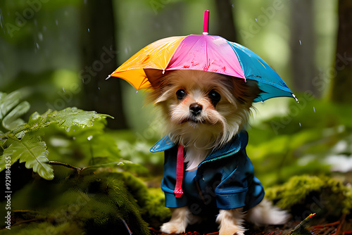 yorkshire terrier with umbrella