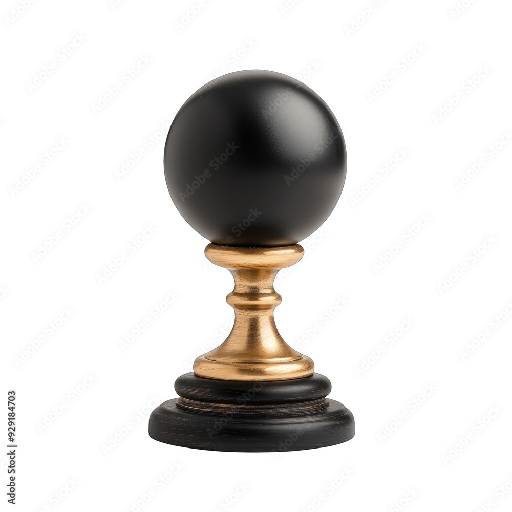 Elegant black and gold decor piece featuring a glossy spherical top on a polished stand, perfect for stylish interior design. transparent background Elegant black and gold decor piece featuring a glossy spherical top on a polished stand, perfect for stylish interior design. transparent background