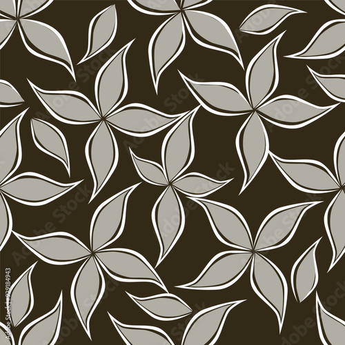 Elegance pink floral stems seamless pattern on a grey background. Vector hand drawn. Artistic, abstract flowers and tiny leaves, buds bells printing. Template for designs, fabric, fashion, textile
