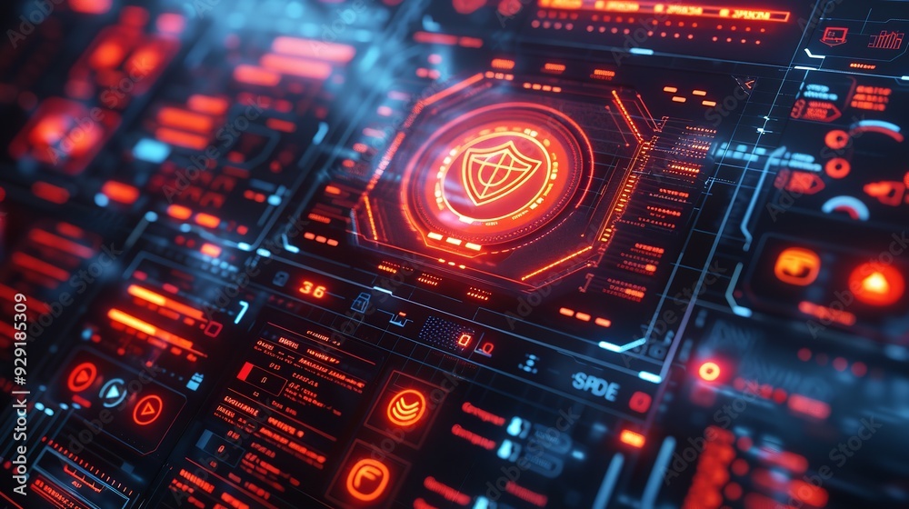 cybersecurity, Futuristic Control Panel with Holographic Displays and Sleek Interactive Cyber Concept cybersecurity, Futuristic Control Panel with Holographic Displays and Sleek Interactive Cyber Concept