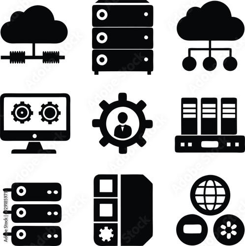 IT Administrator Flat Black Silhouette Vector Art Bundle