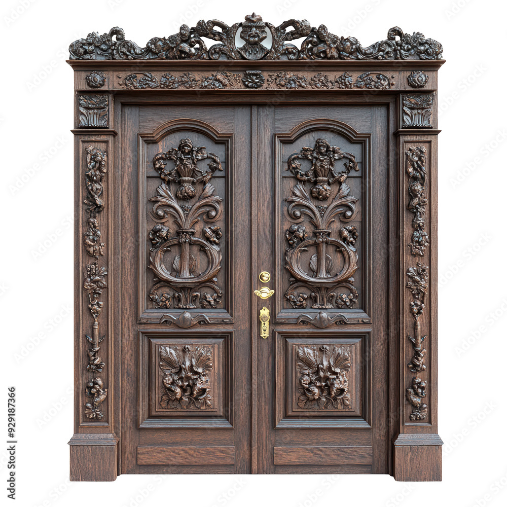 Exquisite wooden door with intricate carvings, showcasing artistry and design elegance, perfect for architectural photography. Exquisite wooden door with intricate carvings, showcasing artistry and design elegance, perfect for architectural photography.