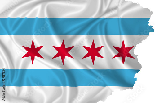 Chicago flag vector with torn edges and transparent background