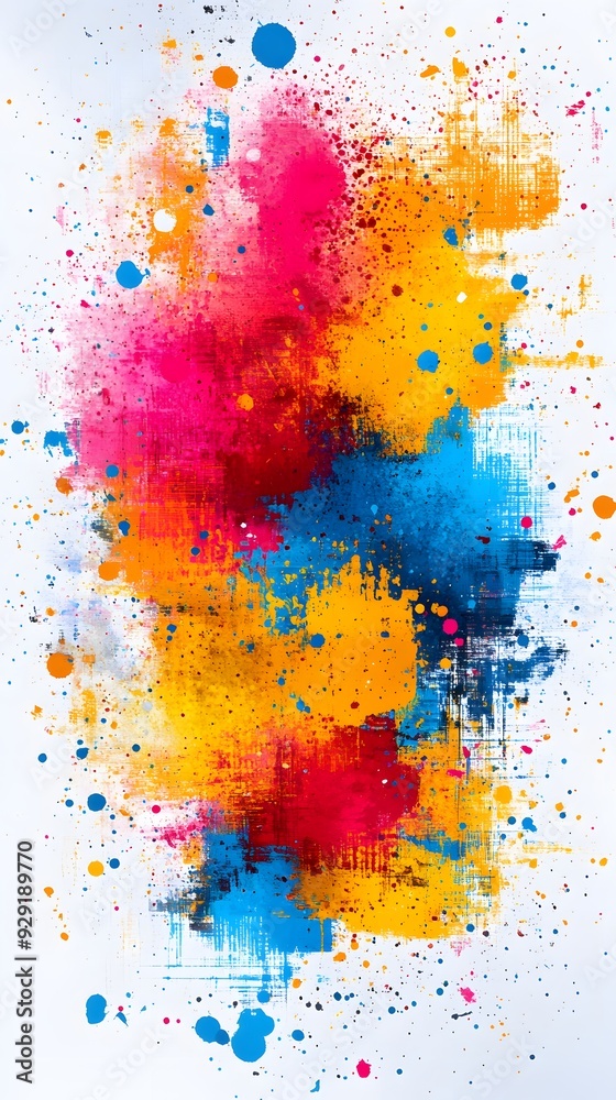 Fototapeta premium Multicolored Paint Stroke on White Background, Abstract Image, Texture, Pattern, Wallpaper, Cover and Screen of Smartphone, Cell Phone, Computer, Laptop, 9:16 and 16:9 Format