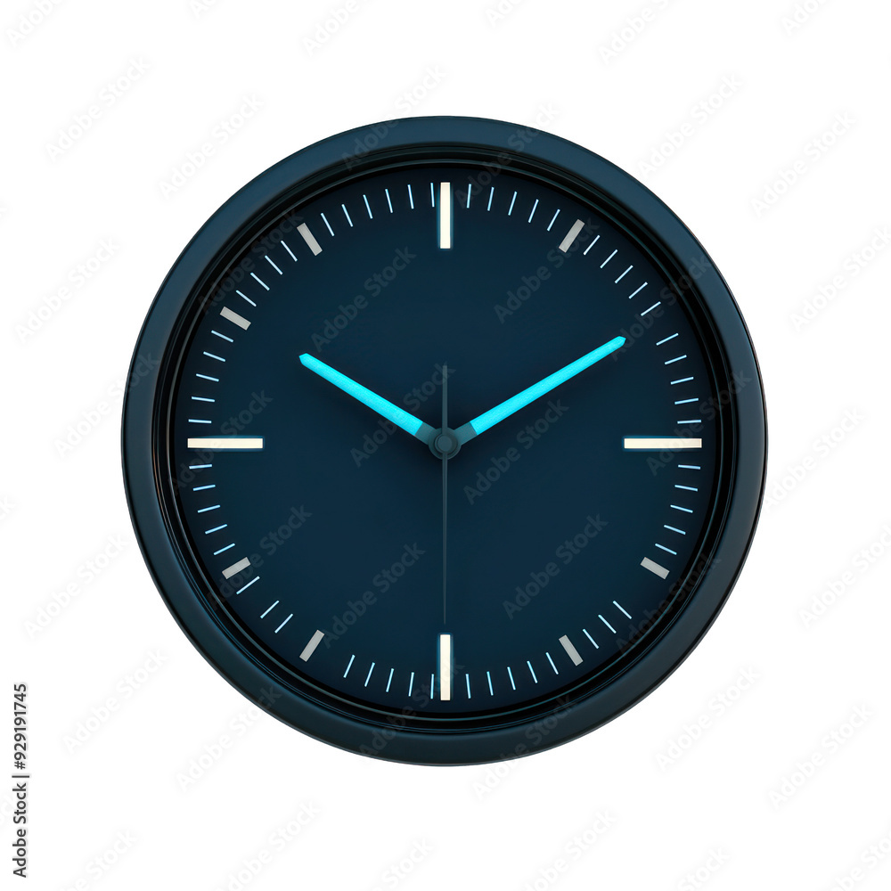 Modern clock design with minimalistic style and glowing hands, perfect for any contemporary setting or time management theme. transparent background Modern clock design with minimalistic style and glowing hands, perfect for any contemporary setting or time management theme. transparent background