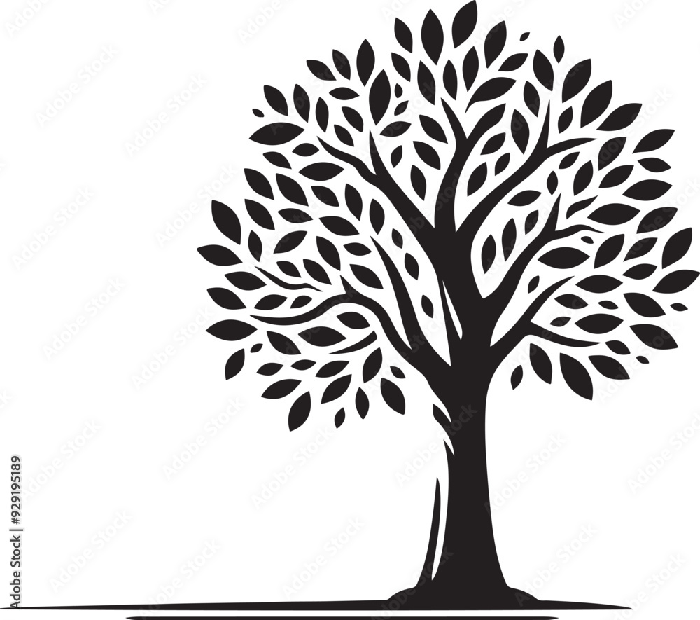 Tree with roots silhouette. Black and white tree silhouette for corporate or personal use. Simple tree vector. Nature with roots vector. Tree with leaves silhouette Tree with roots silhouette. Black and white tree silhouette for corporate or personal use. Simple tree vector. Nature with roots vector. Tree with leaves silhouette