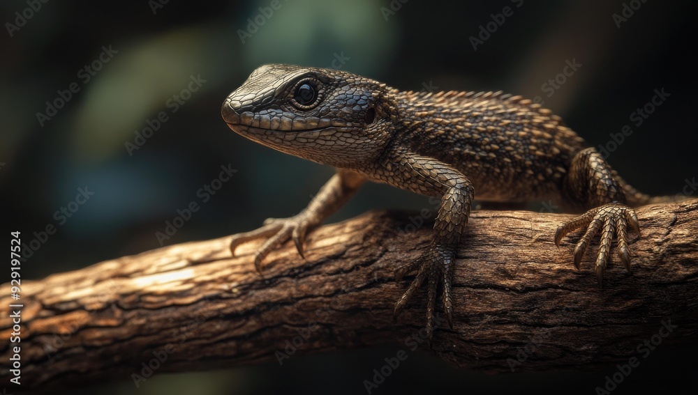 Obraz premium Lizard with claws on a branch.