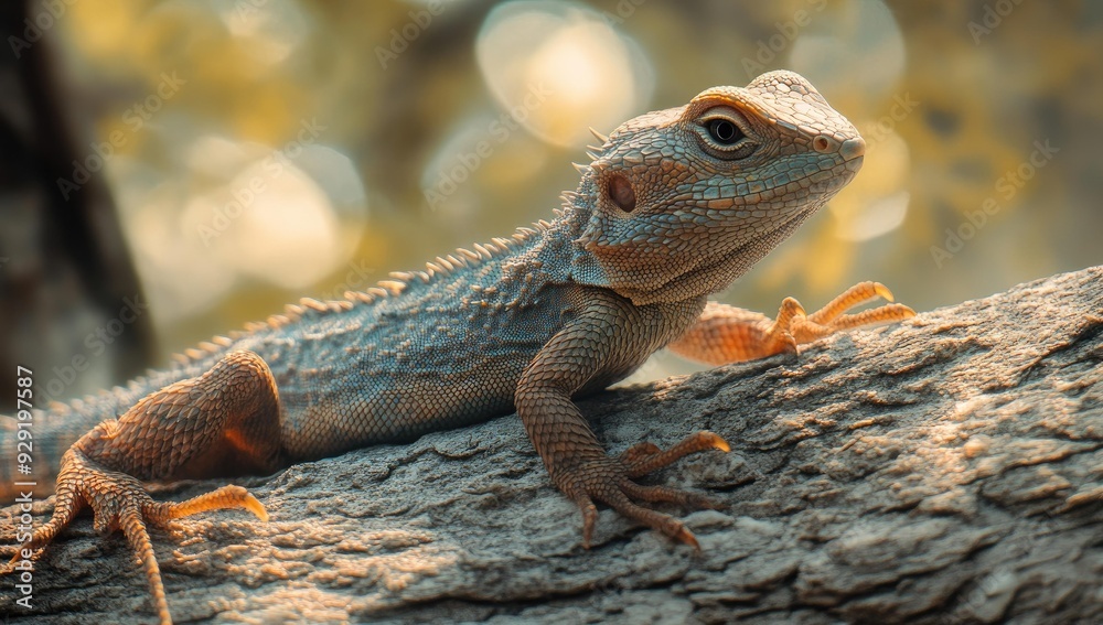 Lizard on a branch with a blurred background. Lizard on a branch with a blurred background.