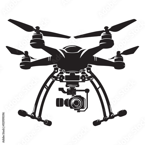 Drone silhouette vector illustration, drone vector art silhouette logo icon