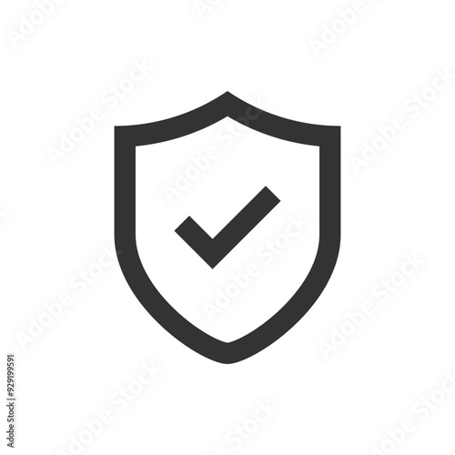 Free Download Shield with checkmark black outlined symbol isolated on white background. Vector icon in flat style. - GFXLoad