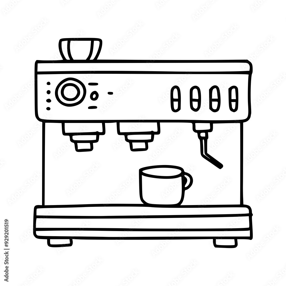 coffee machine with cup hand drawing cartoon vector illustration graphic design in black and white coffee machine with cup hand drawing cartoon vector illustration graphic design in black and white