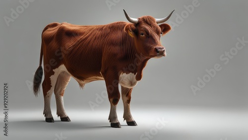 pure white color standing cow isolated on a white background