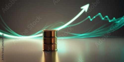 Miniature of oil barrel with economical financial business growth graph background, Oil stock market concept