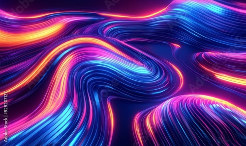 Abstract Neon Swirls background with multicolor