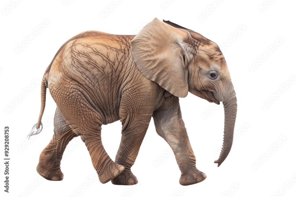Fototapeta premium African elephant isolated on transparent background, side view