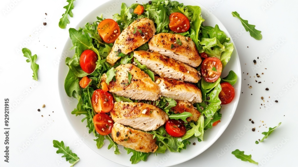 Grilled Chicken Salad with Tomatoes and Greens Grilled Chicken Salad with Tomatoes and Greens