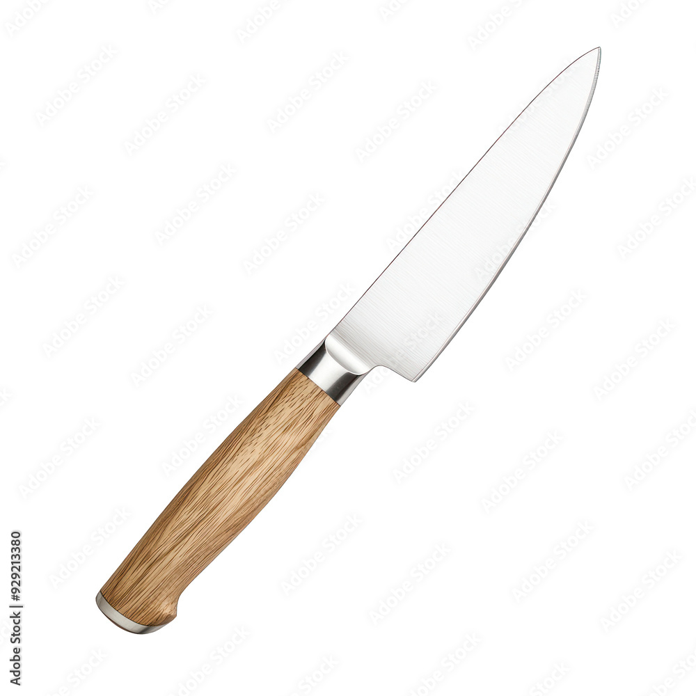 A high-quality kitchen knife featuring a sleek stainless steel blade and an elegant wooden handle for optimal grip and precision. transparent background A high-quality kitchen knife featuring a sleek stainless steel blade and an elegant wooden handle for optimal grip and precision. transparent background